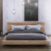 Lewitujące łóżko dębowe 140x200 z pojemnikiem na pościel BALI LIFT