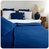 Narzuta klasyczna z przeszyciem granatowa 220x240cm