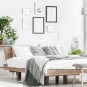 Łóżko olchowe 180x200 MILANO z zagłówkiem i stolikami - od ręki