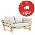 Sofa rozkładana BEAT z materacem futon i naturalną, sosnową ramą