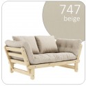 Sofa rozkładana BEAT z materacem futon i naturalną, sosnową ramą