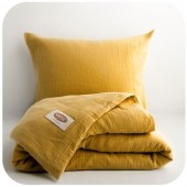Komplet pościeli "MUŚLIN" w kolorze musztardowym 200x220 + 70x80