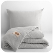 Komplet pościeli "MUŚLIN" w kolorze jasnoszara 160x200 + 70x80