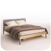 Łóżko bukowe 140x200 VIRGO z pojemnikiem tapicerowane