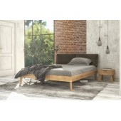 Łóżko dębowe 180x200 LEXI z pojemnikiem tapicerowane