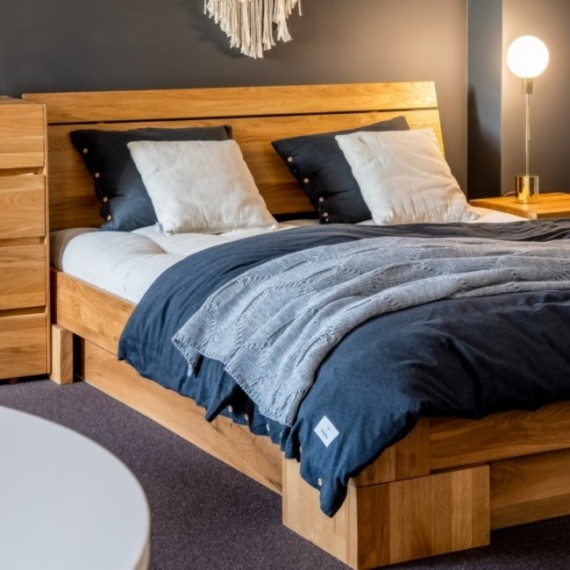 Łóżko bukowe 160x200 z pojemnikiem na pościel BOHO P